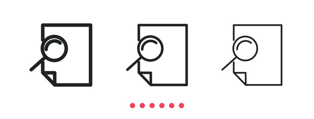 Paper search icon. Thin line icon vector