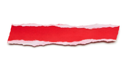 Torn piece of red paper isolated on white background, perfect for adding a touch of color and texture to your designs and layouts