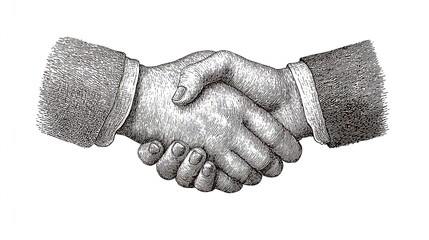 Vintage engraving sketch of handshake symbol representing unity cooperation trust and successful agreement