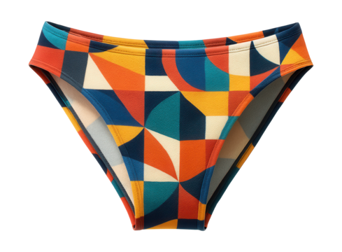 Geometric-pattern low-rise bikini bottoms with seamless edges.