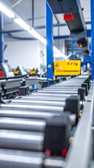 Industrial warehouse view of an automated conveyor system