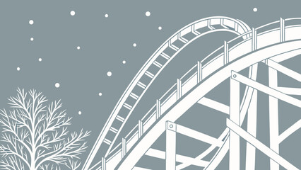 Roller Coaster in Winter Illustration.