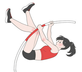 棒高跳びをする女子のイラスト