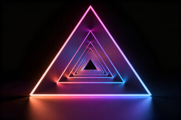 Neon glowing triangle tunnel