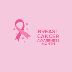 Breast Cancer Awareness Month Pink Ribbon Symbol Design on Light Pink Background