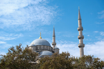 Obraz premium The Rustem Pasa Camii or Suleymaniye mosque on the bank of the Horn region of Istanbul.