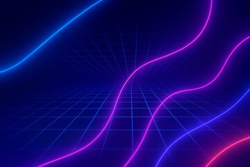 Futuristic Neon Grid Wave Background