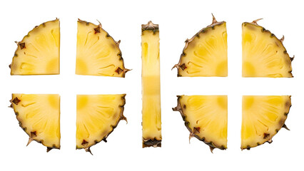 Naklejka premium Yellow Pineapple Slices Fresh Fruit on Transparent Background
