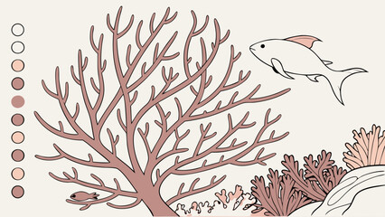 Underwater Scene Illustration with Fish and Coral.