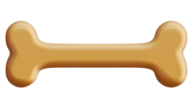 A single tan colored dog bone on a black background image on transparent background