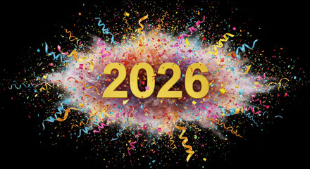 Vibrant digital fireworks show illuminates 2026 in energetic style