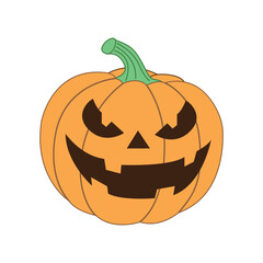 Spooky orange jack-o'-lantern pumpkin with an angry face.