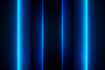 Blue neon light vertical lines on dark background