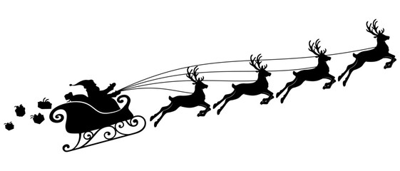 Santa Claus's sleigh illustration silhouette vector