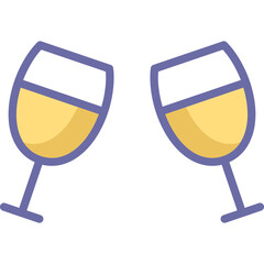 Champagne Glasses Icon – Celebration Toast Symbol, Party Drink Illustration, Wedding Cheers Icon