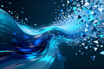 Abstract blue wave with geometric shards
