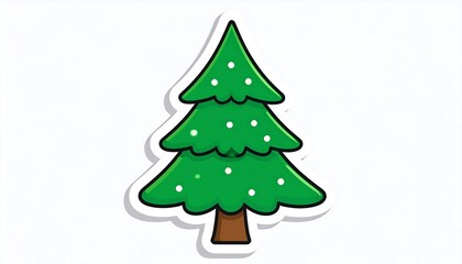 Cute cartoon christmas tree illustration with white background