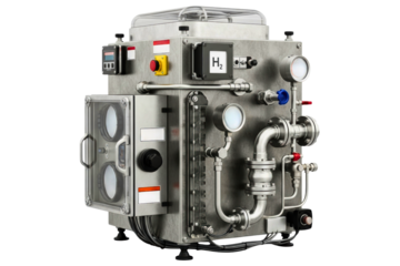 Industrial hydrogen fuel cell generator for green energy on a transparent background