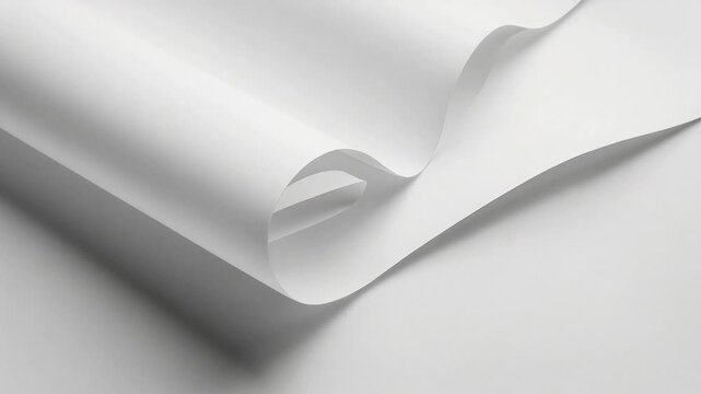 video A sheet of white paper with a curved edge, suitable for office or school use