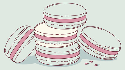 Stack of Delicious Macarons Pastel Colors French Pastry Sweet Treat Bakery Illustration Food Photography Culinary Art Dessert Design Confectionery Appetizing Yummy Sweet Tasty Cake.