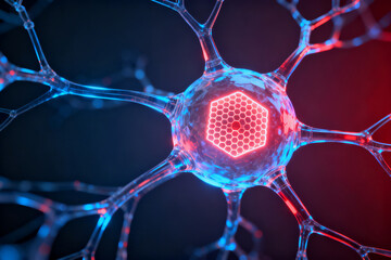 Neuron cell structure with glowing connections