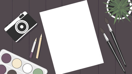 Still Life Illustration Creative Workspace Elements.