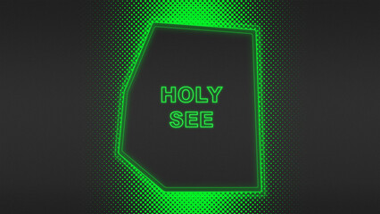 Neon Green Holy See Map Outline Futuristic Digital Glow Halftone Illustration