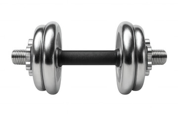 Naklejka premium Chrome dumbbell for strength training and fitness, fitness equipment for a healthy lifestyle against transparent background