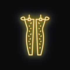 Golden neon icon representing compression stockings for varicose veins treatment
