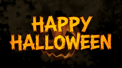 A glowing "Happy Halloween" message superimposed over a carved pumpkin.