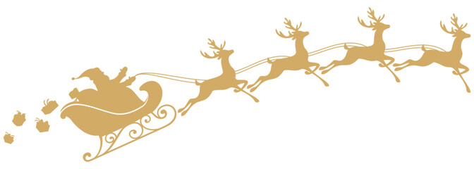 Silhouette of santa claus sleigh in flight