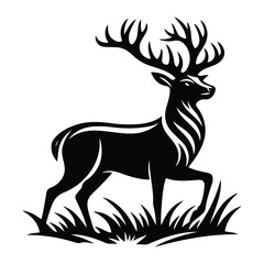 Majestic Stag Silhouette Standing in Grass