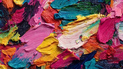 Palette of vibrant hues: Impasto technique creating textural abstract art