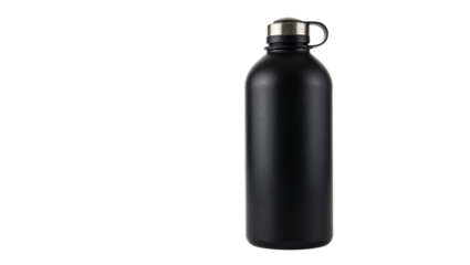 Black sports bottle on white