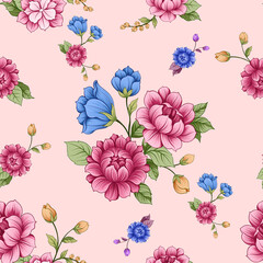 seamless floral pattern hand draw