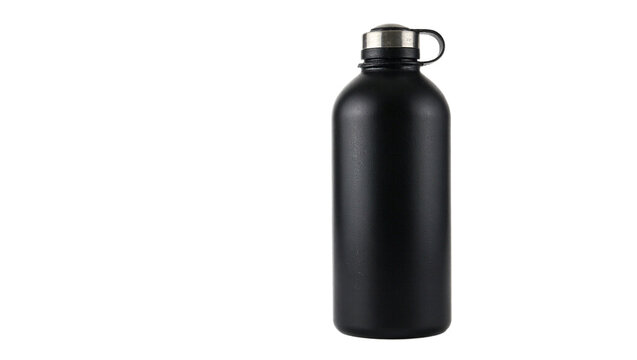 Black sports bottle on white