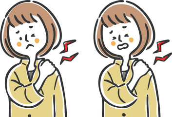 肩こりに悩む女性　上半身　ベクター
