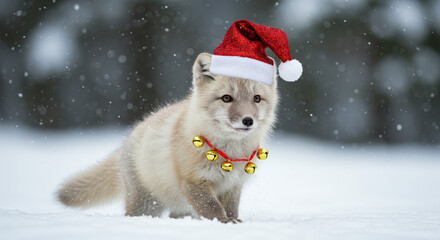 Christmas Cute Mammal Dressed for Winter with Holiday Accessories