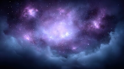 Naklejka premium A mesmerizing cosmic scene showcasing a vibrant nebula surrounded by starry skies