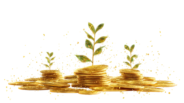 Premium conceptual PNG of 2025 table calendar with tax coins and financial elements on transparent background