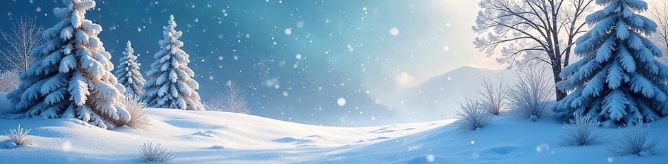 Whimsical Winter Wonderland Frosted Trees and Glistening Snowdrifts in a Magical Ethereal Setting, Perfect for Holiday and Fantasy Projects