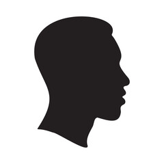 Black silhouette of an isolated African man head in profile on white background vector illustration