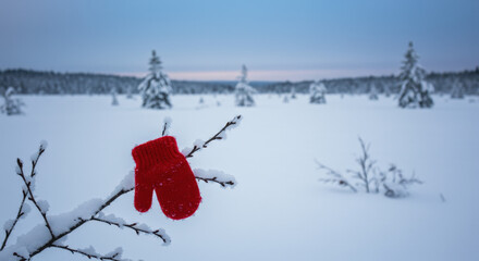 Christmas Colorful Glove Brings Warmth to Peaceful Frozen Countryside