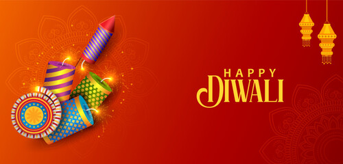 burning diya on Happy Diwali Holiday background for light festival of India