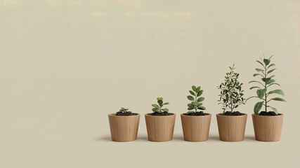 Minimal indoor plant in brown pot with fresh green leaves for eco friendly home decor design