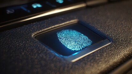 Unlocking security with a fingerprint scanner on a sleek device in a modern setting