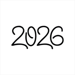 Stylish script '2026' font symbol celebrating the New Year future celebration festive holiday countdown event milestone anniversary.
