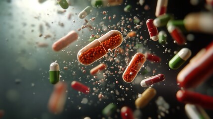 Exploring pharmaceutical innovation the dynamic world of capsules and medication in a lab environment