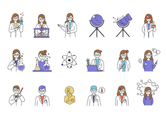 Scientist Character Illustrations: Diverse Women in Science and Research.