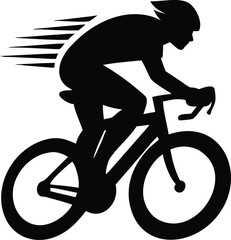 Obraz premium Black vector silhouette of an extreme cyclist in a jump pose on a bicycle, perfect for illustration of speed and sport